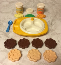 Vintage Fisher Price Fun With Food Baby's Mealtime Dish Food Cookies 17 Pieces