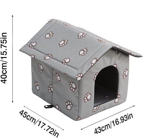 Casetta per Gatti da Esterno Resistente alle Intemperie con Isolamento e Tenda Trasparente - Grigio - Foto 4 di 12