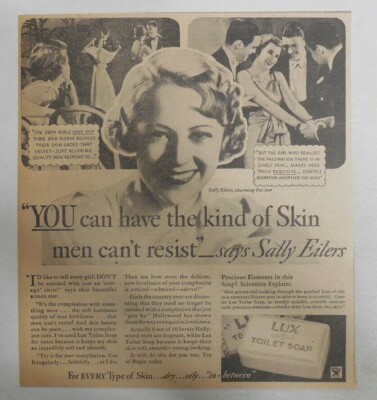 Lux Soap Ad: Featuring Sally Eilers ! from 1930's Size: 8 x 9 Inches
