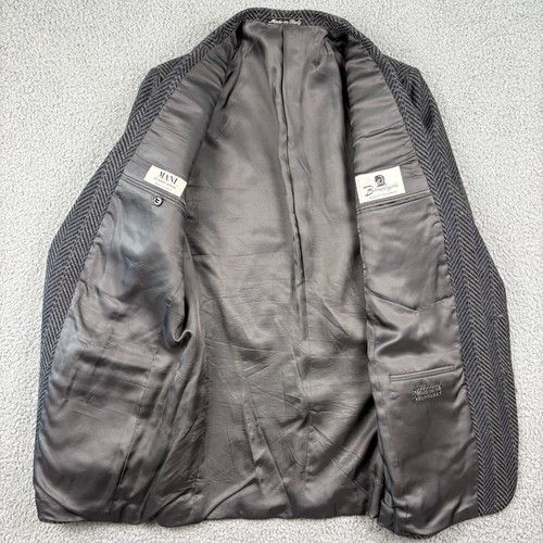 Chaqueta Abrigo Deportivo De Colección Mani Giorgio Armani Blazer Para Hombres 38R Gris Lana Espiga - Imagen 2 de 17