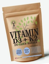 Calcium Magnesium Zinc Vitamin D3 5000iu K2 MK7 Best Natural Vegan Vitamin D3 K2
