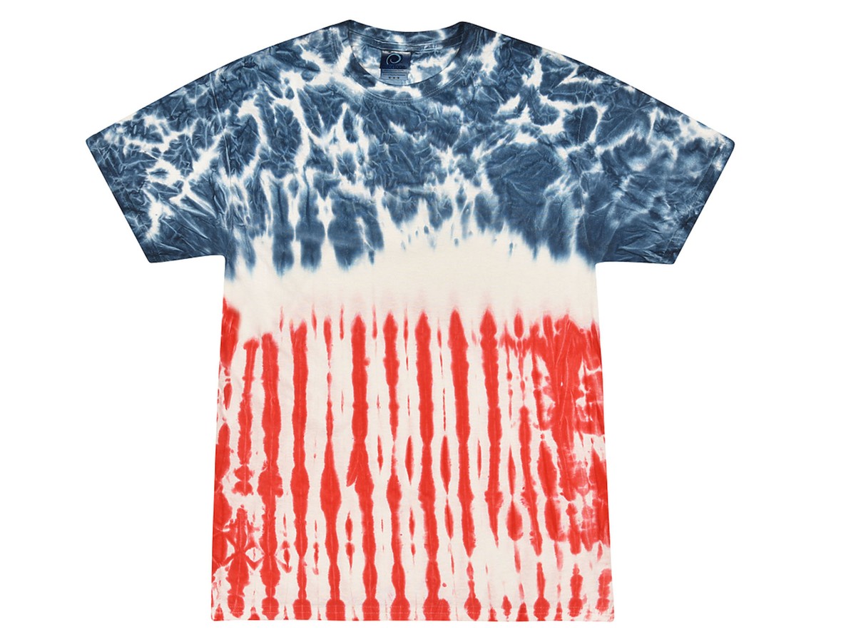 Colortone Patriotic Tie Dye T-Shirt - Hand-Dyed 100% Cotton Tee For Youth & Adults (Red, White, Blue) - View #12