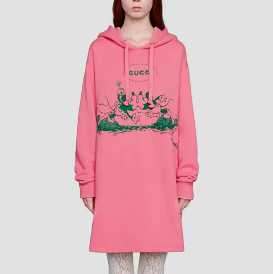 Robe rose à capuche neuve Gucci x Disney Minnie Mouse Mickey Mouse XS