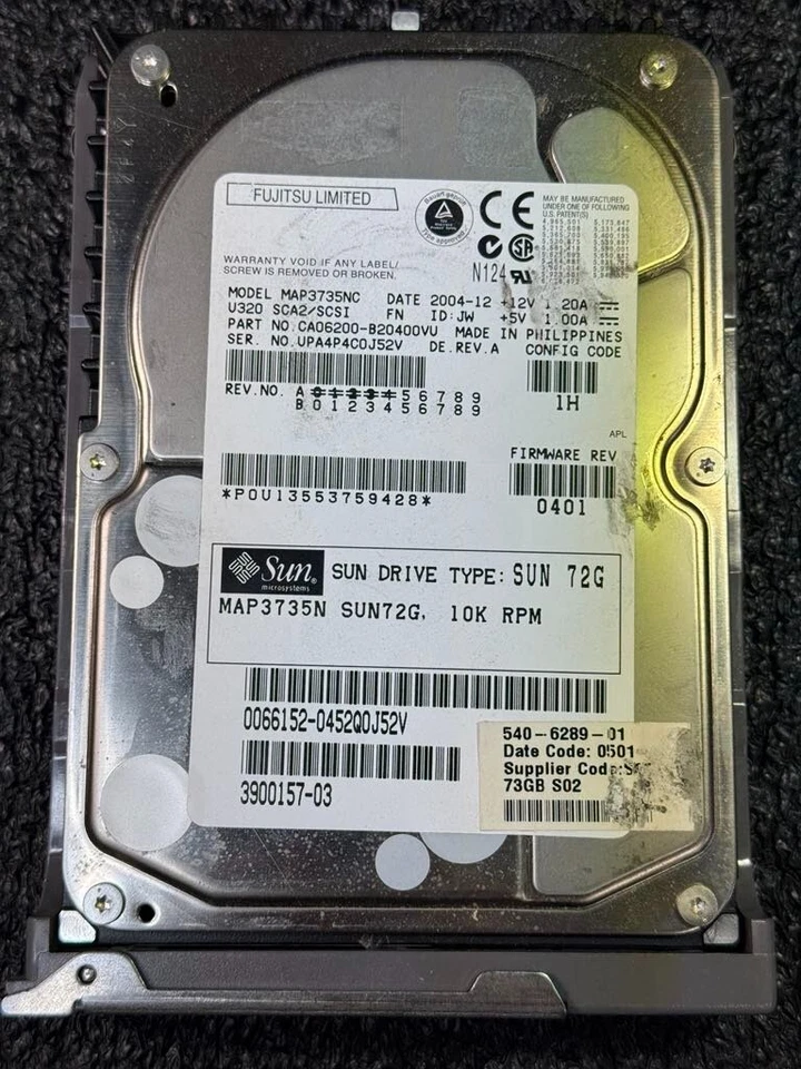SUN 0066152 3900157-03 540-6289-01 SUN72GMAP3735N 72GB 10K RPM U320 SCSI HDD3.5" - Image 2 of 4
