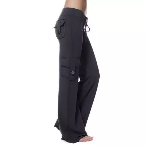 Damen Kampf Cargo lange Hose Hose Fitnessstudio Sport Freizeit lockerer Unterteil - Bild 19 von 30