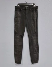 JOE'S JEAN Genuine Leather Panel Trim Stretch Rocker Biker Skinny Pants 29 x 31