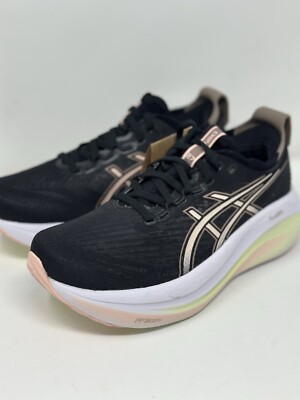 SZ 7 ASICS WOMENS Gel-Nimbus 27 Running Black /Breeze / 1012b753
