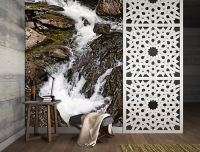 3D Black Rock River ZHUA291 Wallpaper Wall Murals Removable Self-adhesive Ann