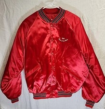 Vintage King Louie Jacket Mens Large Blue Satin Bomber Big Made in USA 80s 70s