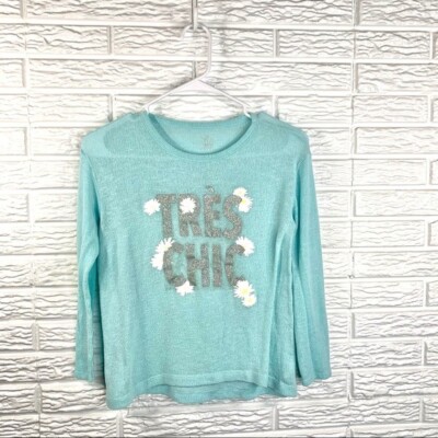 Childrens Place Girls Blue Tres Chic Sweater Size Medium (7/8) 