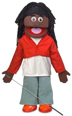 Sierra, schwarzes Mädchen, Ganzkörperpuppe im Bauchrednerstil, 65 cm