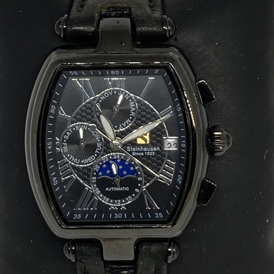 Reloj automático Steinhausen LW393LL-13-M009 para mujer cuero negro esfera negra XR191 Foto 2 de 4