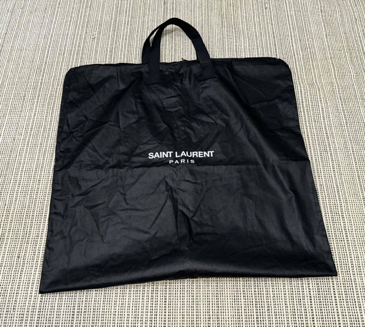Saint Laurent Sacchetto Porta Indumenti Cotone Nero Sacchetto Antipolvere Viaggio 46” x 23”
