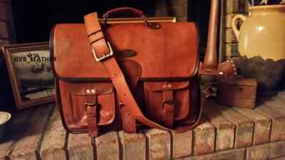 18 Zoll Herren-Schultertasche aus echtem typischem Leder Kuriertasche Handtas...