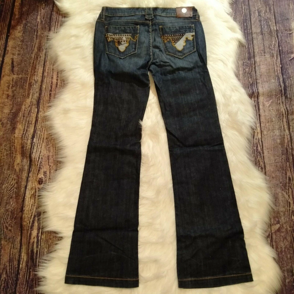 Antik Denim Medium Wash Embroidered Studded Pocket Bootcut Jeans Womens 31 - Image 2 of 4