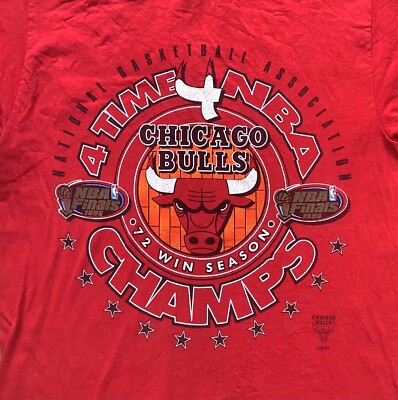 Vtg 90s Chicago Bulls T Shirt 96 NBA Finals Spell Out Logo 7