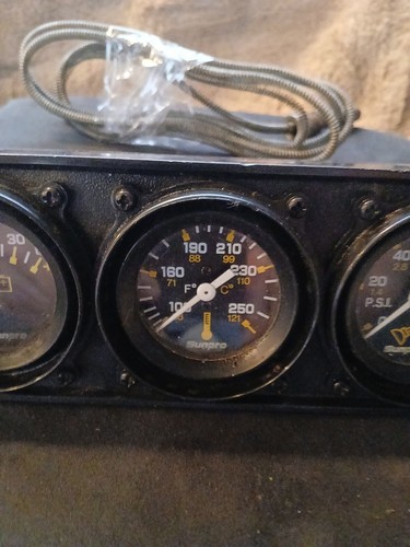 Vintage Sunpro Triple Yellow Indacator Gauges Amp,Temp & Oil Untested - Picture 8 of 13