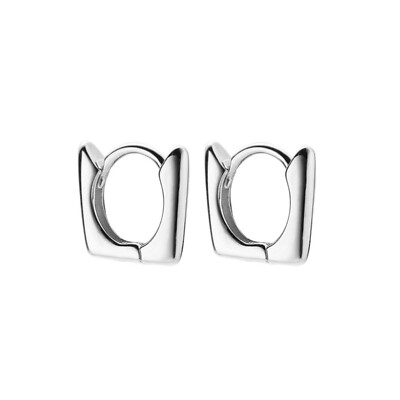 Sterling Silber schlichte quadratische 7 mm Creolen Huggie Ohrringe