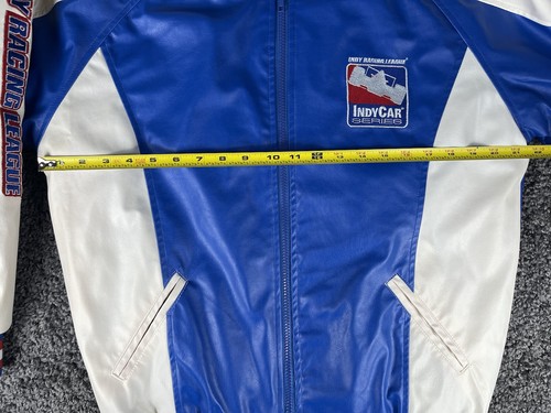 VTG Indy 500 Car Racing Series Jacket Faux Leather Zip Up Embroidered Mens Small - Picture 13 of 14