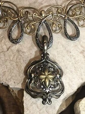 Carolyn Pollack Relios  925 Sterling Brass  Filigree Scroll Pendant Necklace