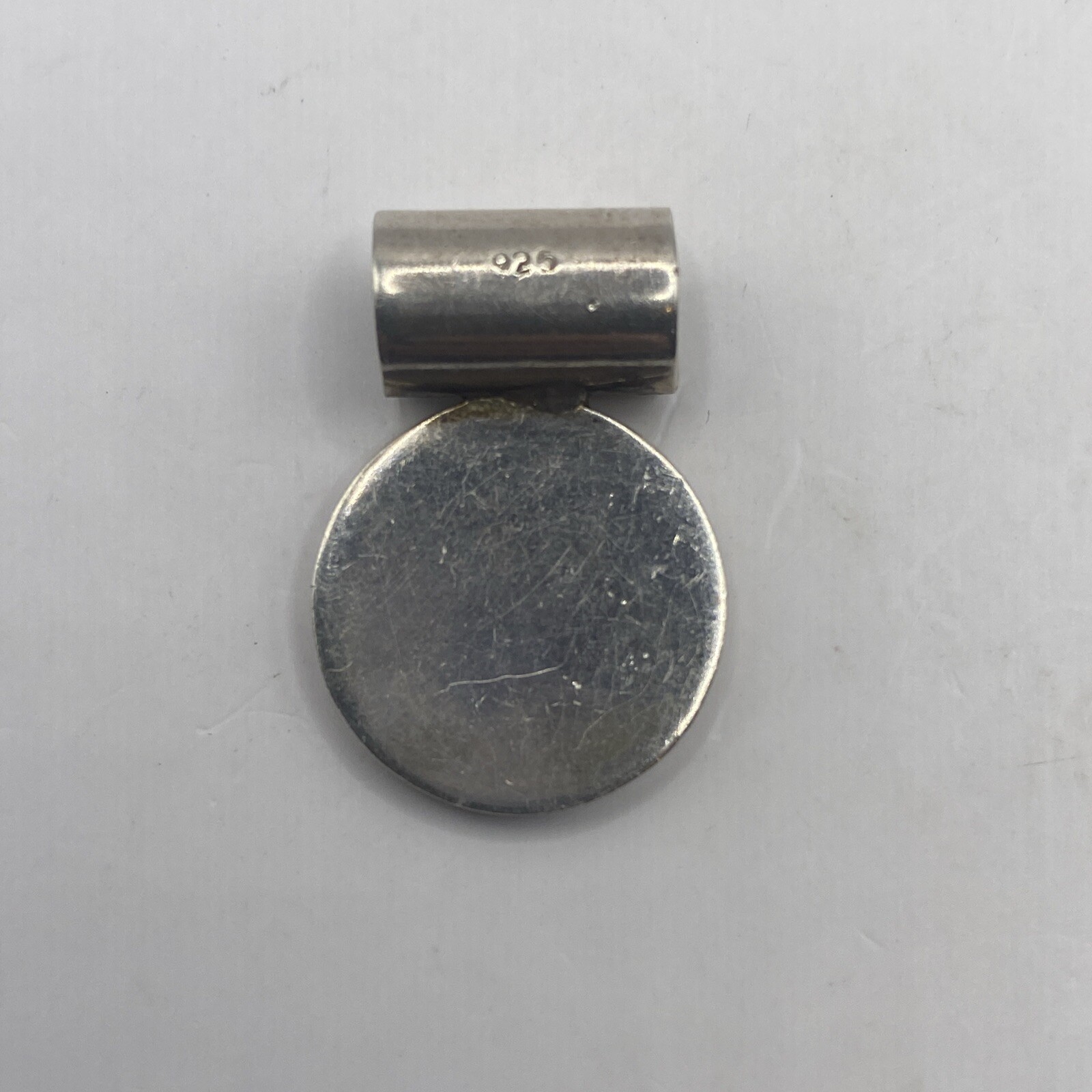 925 Solid Sterling Silver Round Slider Pendant - image 1