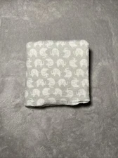 Cribmates Gray Receiving Baby Blanket White Elephants Soft Flannel Swaddle Lovey