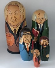 5X Authentic Russian Political Leaders Nesting Doll Matryoshka Signed