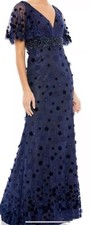 MAC DUGGAL 67712 Floral Appliqu Flutter Sleeve Lace Gown 2 Blue NWT Prom