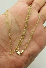 14k Solid White Yellow Gold Diamond Cut Singapore Twist Necklace Chain 20" 2.0mm