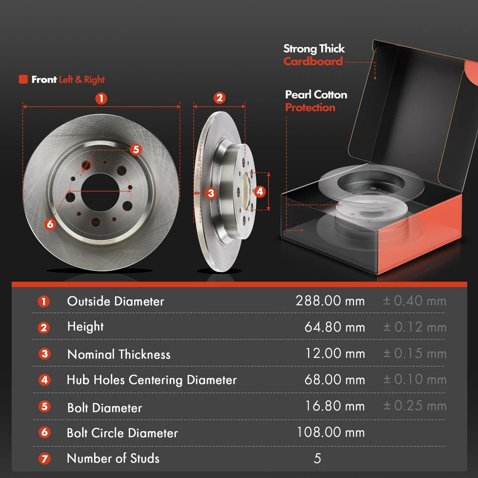 Rotores de disco delanteros y traseros y pastillas de freno + pinzas de freno para Volvo S60 01-09 S80 Foto 2 de 4