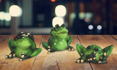 3-PC Hear, See, Speak-No Evil Frog 2''W Figurine Ornament Home Decor Unique Gift