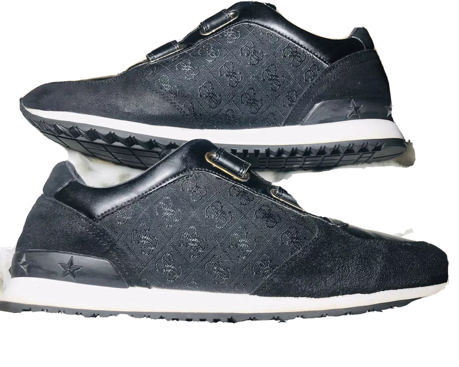 Guess Tennis Shoes Black Suede Leather Athletic Shoes… Gem