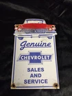 VINTAGE CHEVROLET PORCELAIN SIGN USED TRUCK SERVICE CHEVY DEALER CAR AUTO SALES