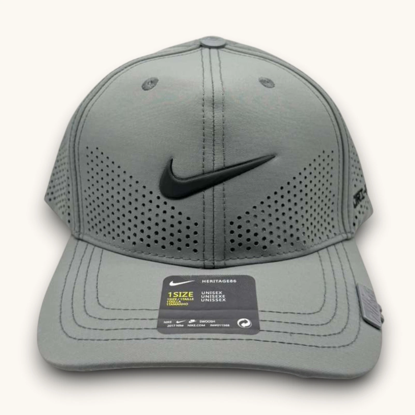Nike Dri-FIT ADV Club Structured Swoosh Cap Gray Training Hat FB5636-012 NWT