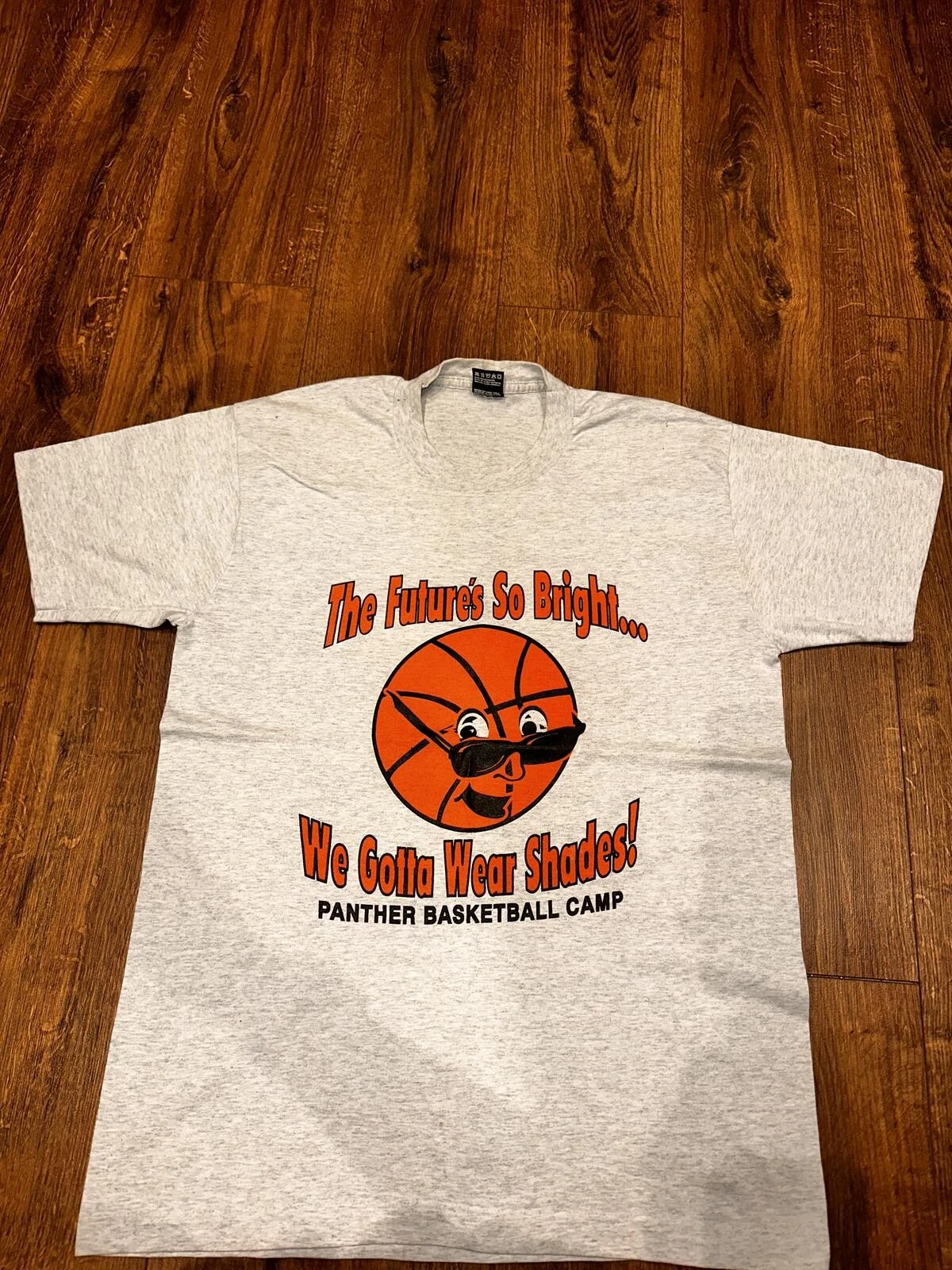 Vintage 90s Basketball Camp T-Shirt Mens Large Grey USA Made Graphic Tee Funny