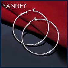 925 Sterling Silver 50MM Large Circle Hoop Earrings for Women Hip Hop Gift