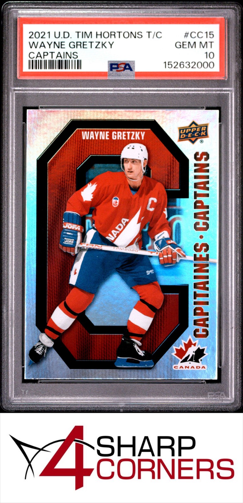 2021 UPPER DECK HORTONS TEAM CANADA CAPTAINS #CC15 WAYNE GRETZKY POP 5 PSA 10 view 1