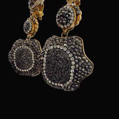 ๐ค RUNWAY ๐ค 3" SIGNED Jose & Maria BARRERA Black Gold ๐ค Neiman Marcus EARRINGS - Picture 7 of 17