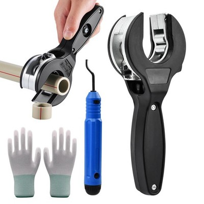 Ratcheting Tubing Cutter with Deburring Tool and Gloves, 2 in 1 Close Quarter...