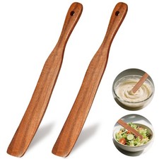 2Pcs Skinny Spurtle for Sourdough Starter, Reaching Spurtles, Natural
