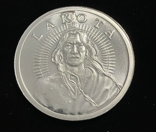 Lakota Crazy Horse Native American 1oz .999 Fine Silver Round Bu In Capsule A