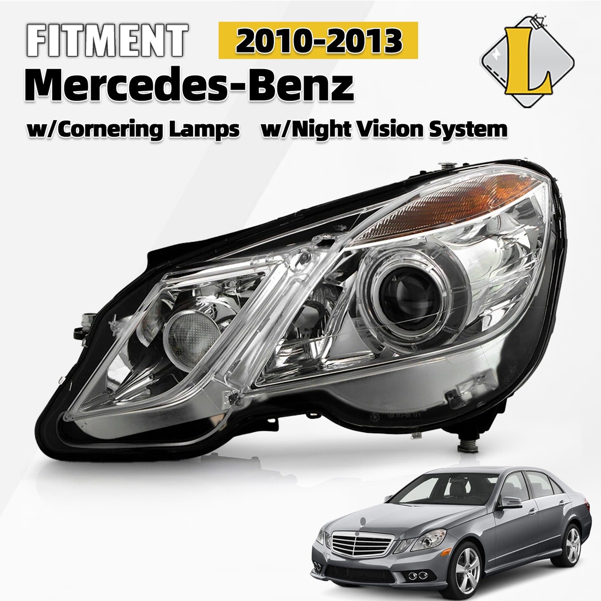 Faro Anteriore Destro Per Benz W212 2009-2013 – E200 E300 E350 – Xenon HID – Gruppo Ottico 2128201039 – ABS