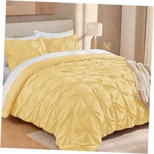 California King Comforter Set Yellow 104x96Inch , Pinch Pleat Cal King