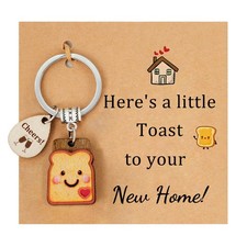 PEALICIOUS Toast Keychain for Girls New Home 2.65 inches x 0.35 inches, White