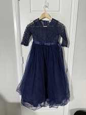 Girls Dress Long Sleeve Kids Toddler Size 8 Navy Blue Lace Dress