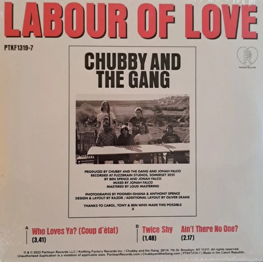 CHUBBY AND THE GANG = Labour Of Love = VINYL 7" EP PICTURE DISC = ALT PUNK ROCK - Bild 2 von 2