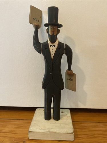 Folk Art Wooden Wind Whirligig “Abraham Lincoln” Americana Carved Sculpture