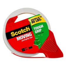 Scotch Tough Grip Moving Packing Tape with Dispenser Red 1 Roll 1.88 x 65.6 yd