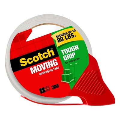 Scotch Tough Grip Moving Packing Tape with Dispenser Red 1 Roll 1.88 x 65.6 yd