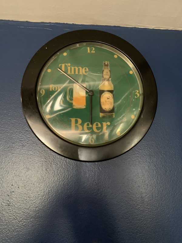 Red Hawk Beer Clock Time For A Beer Bar Wall Man Cave Decor 10 Inch👀